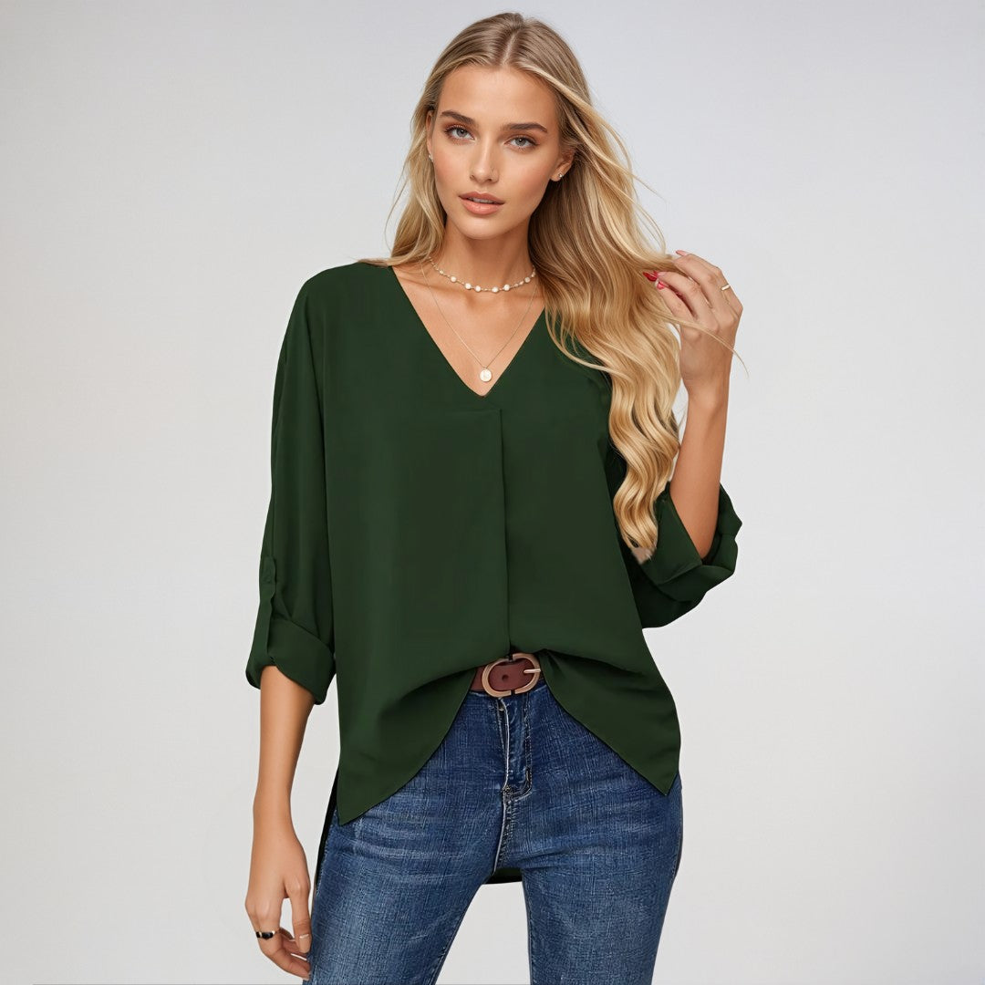 Lena – Elegant V-Neck Blouse