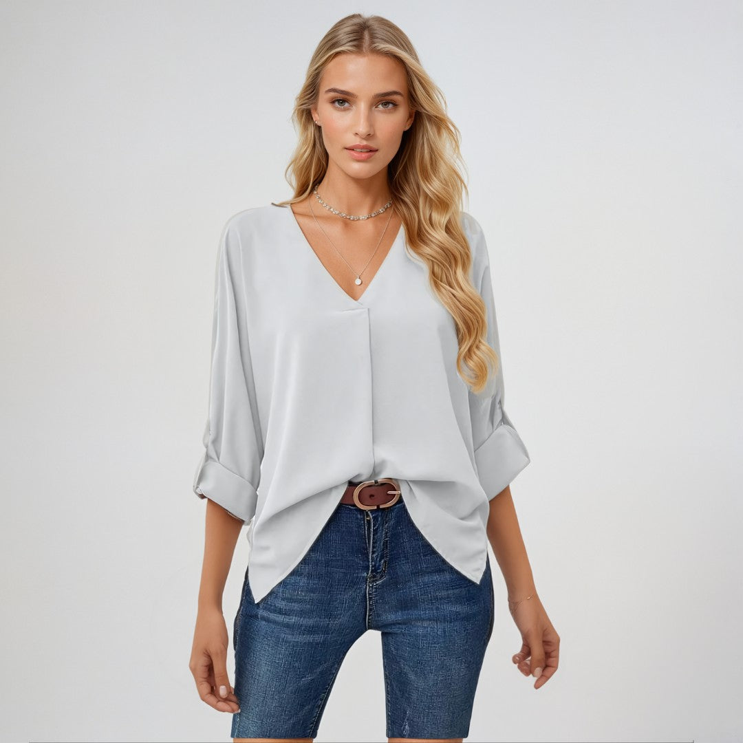 Lena – Elegant V-Neck Blouse