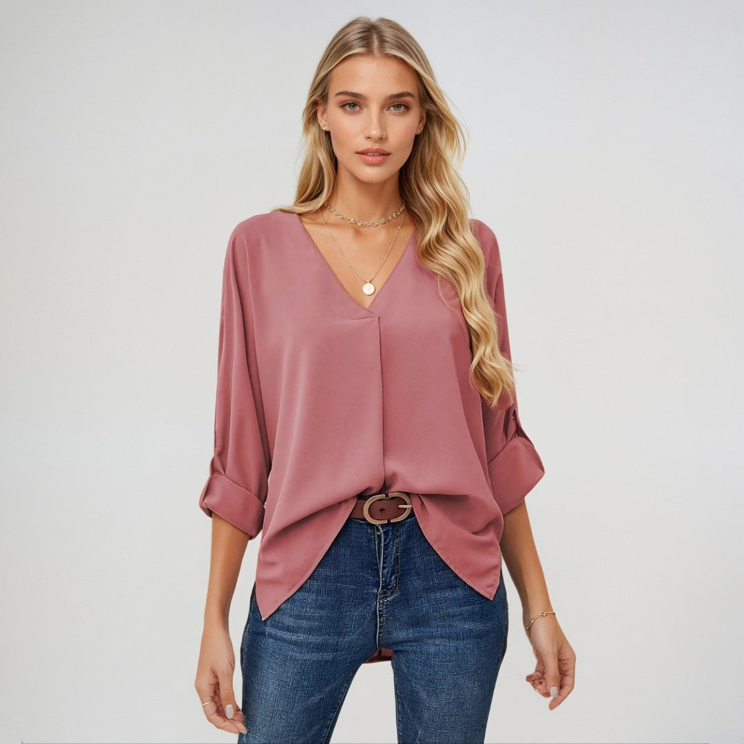 Lena – Elegant V-Neck Blouse