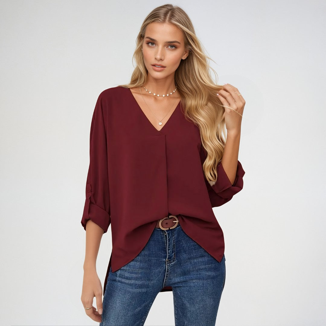 Lena – Elegant V-Neck Blouse